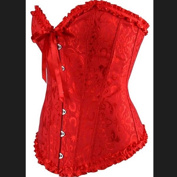 💋Super Sexy Red Satin Corset and panties NWOT - Picture 3 of 4